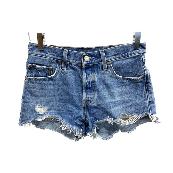 Levi's Pants - Levi's Premium Denim Jean Shorts Womens Size 25 Button Fly Distressed Frayed Hem
